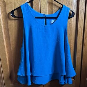Blue ruffled Tank Top